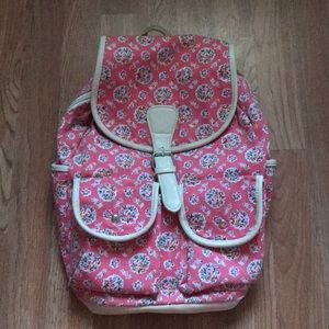 Pink Floral Medium Sized Backpack